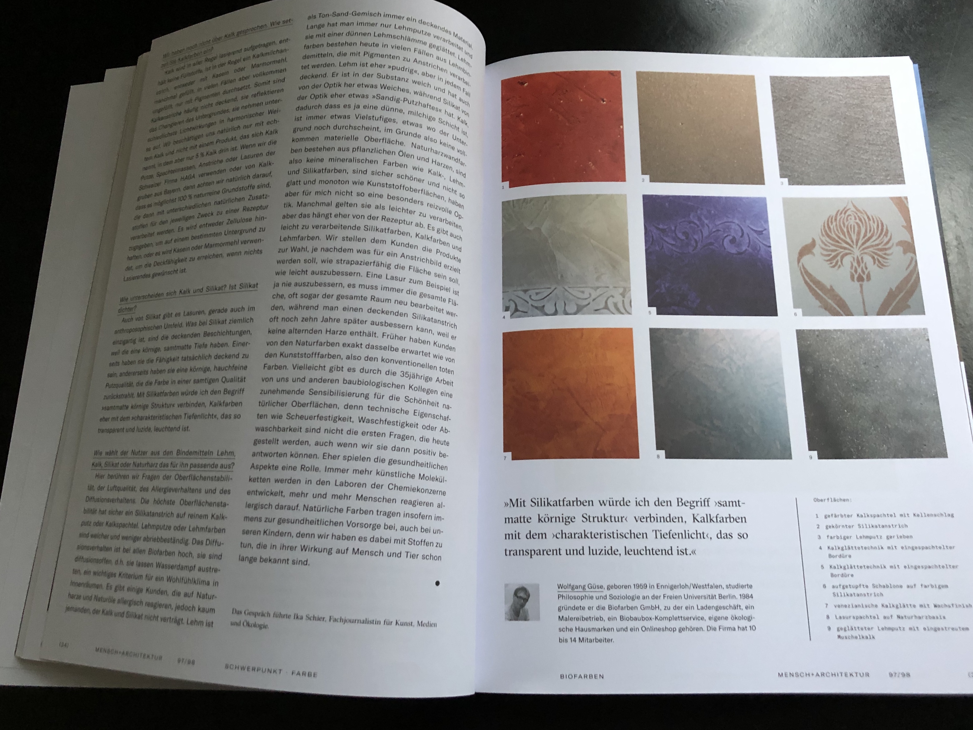 Ein Beitrag über Biofarben wurde in der Zeitschrift Mensch und Architektur veröffentlicht.